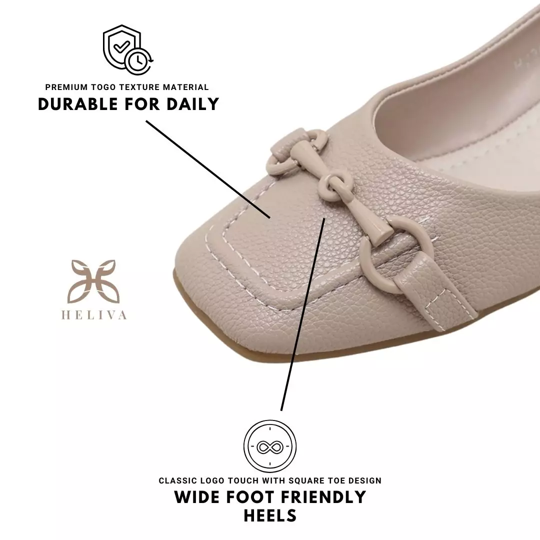 Heliva Zaskia Mid Block Heels Office Ladies Square Toe