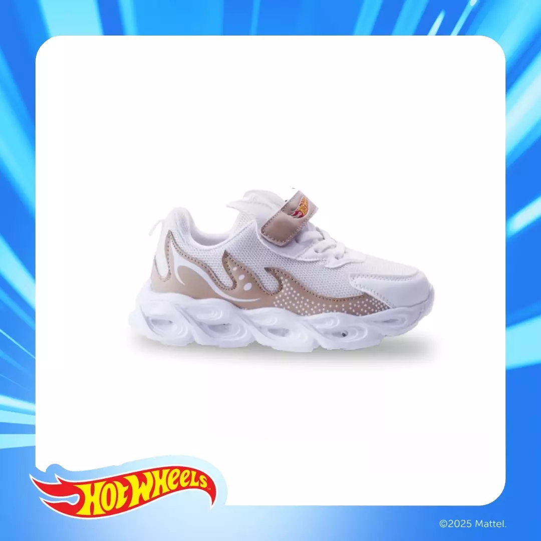 HOTWHEELS - SEPATU SNEAKERS ANAK LED LAKI CH740221LK -  PUTIH/COKLAT JAHE by Zandilac