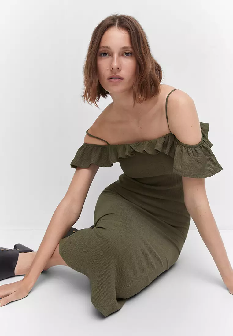 Jual Mango Textured Ruffled Dress Original 2024 | ZALORA Indonesia