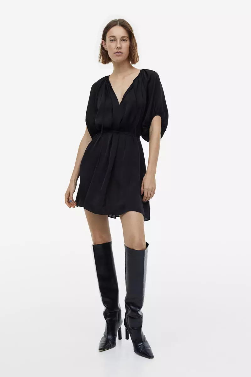 tie detail satin dress h&m H&M Tie-Detail Satin Slip Dress