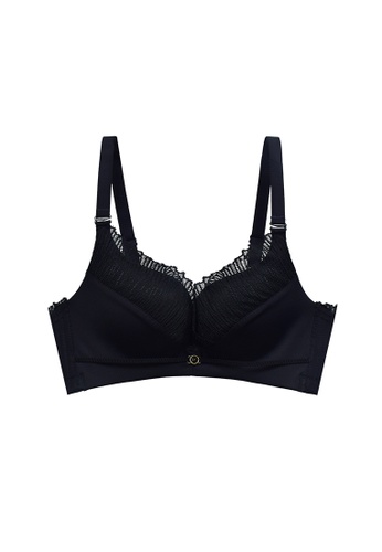 ZITIQUE black Women's Chic 3/4 Cup Seamless Wire-free Soft Thin Push Up Bra - Black E02CDUSF942D1AGS_1