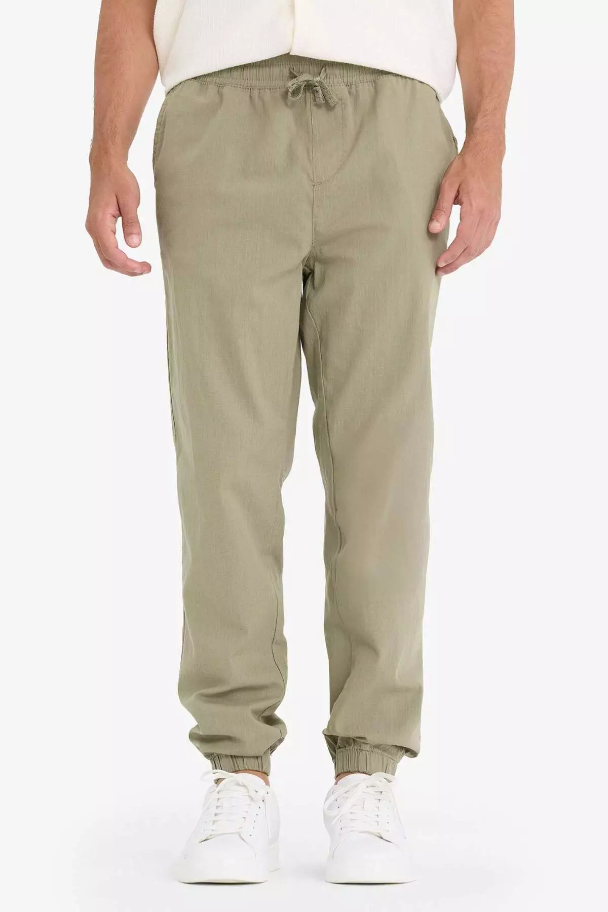 100% Cotton Cargo Jogger Pants Three Pockets E0834Ax25Sm