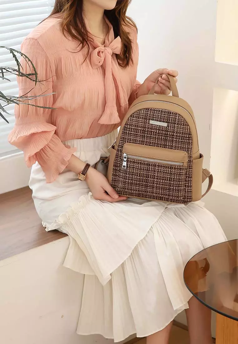 GYKACO SAMWON Beige - Tas Ransel Wanita - Fashion Backpack (IMPORT)