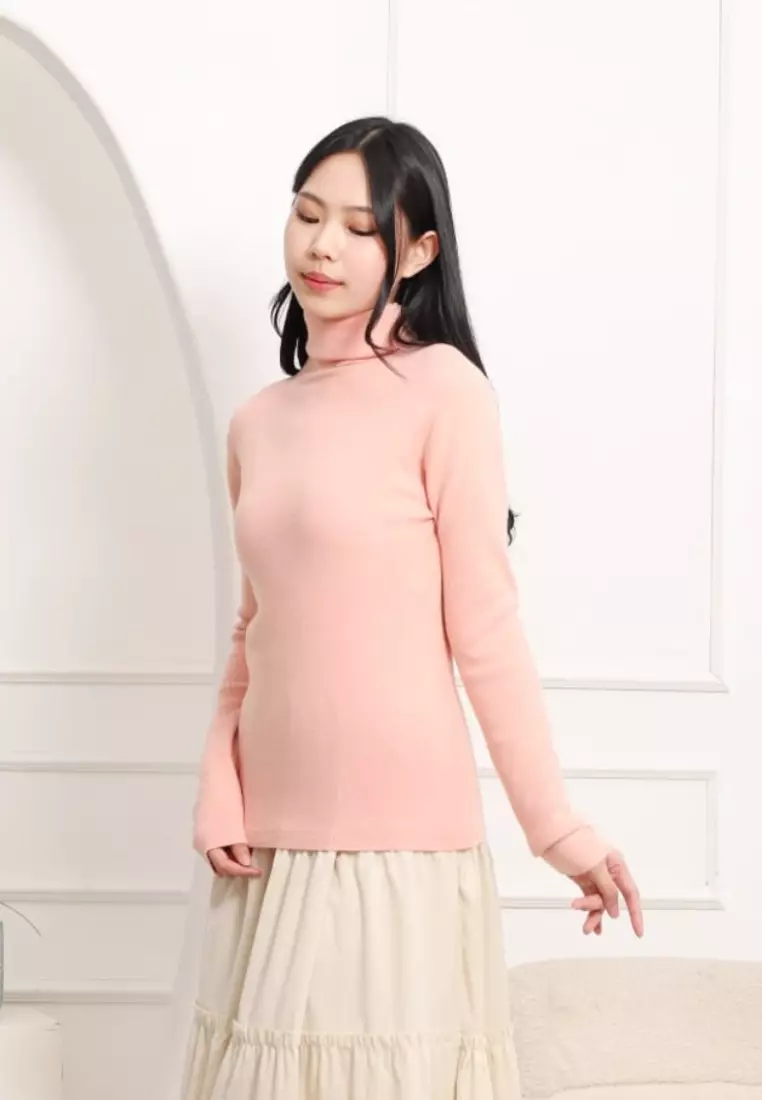 Avrora Turtleneck Knit Blouse in Pink