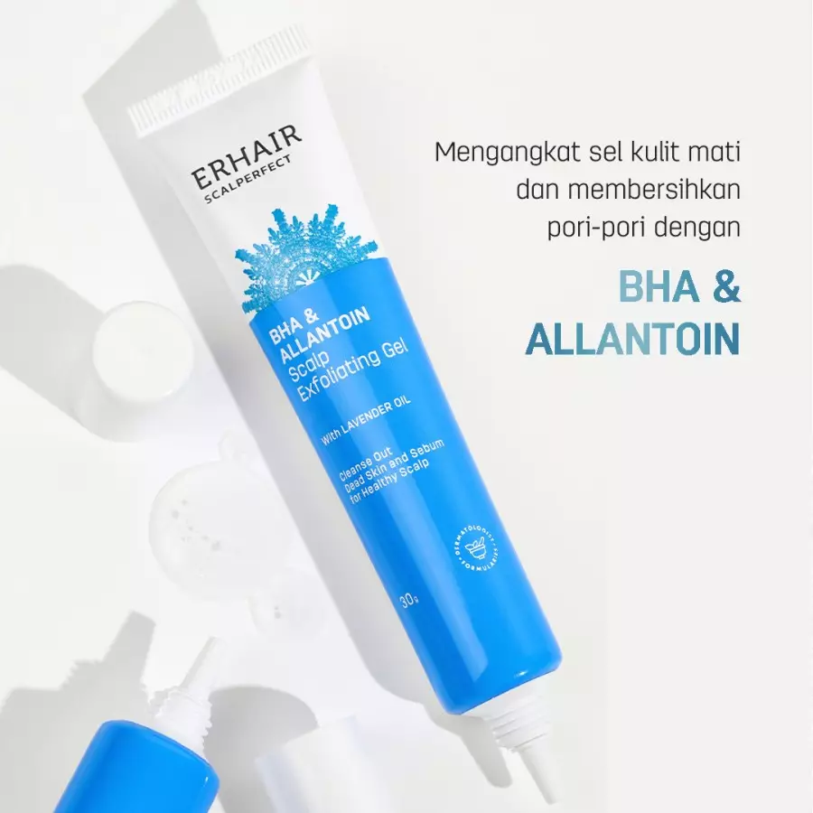 [GEL ANTI KETOMBE] ERHAIR Scalperfect Exfoliating Gel 65gr - Gel Eksfoliasi kulit kepala Anti Ketombe dan Seboroik | 2% Salicylic Acid