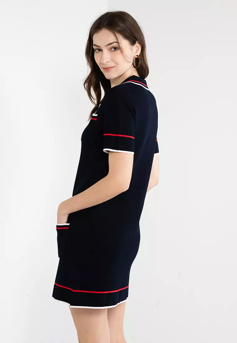 Contrast Trim Short Sleeve Knit Dress