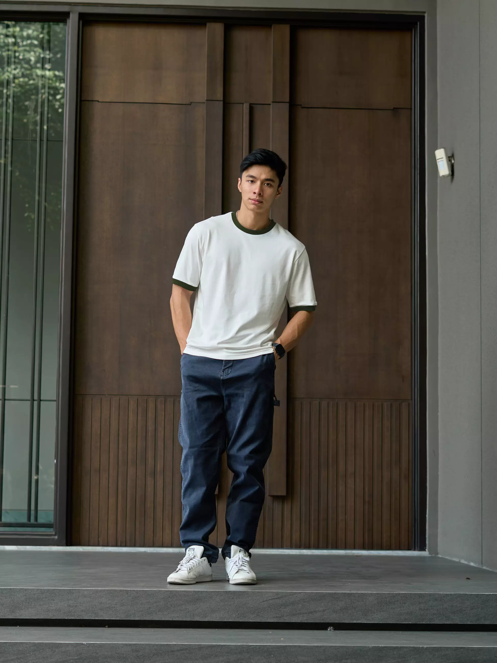 Kale Ringer White Army / Cotton Cloudy / Kaos Boxy Fit / Kaos Korea / Atasan Kaos Pria / Kaos Basic Pria