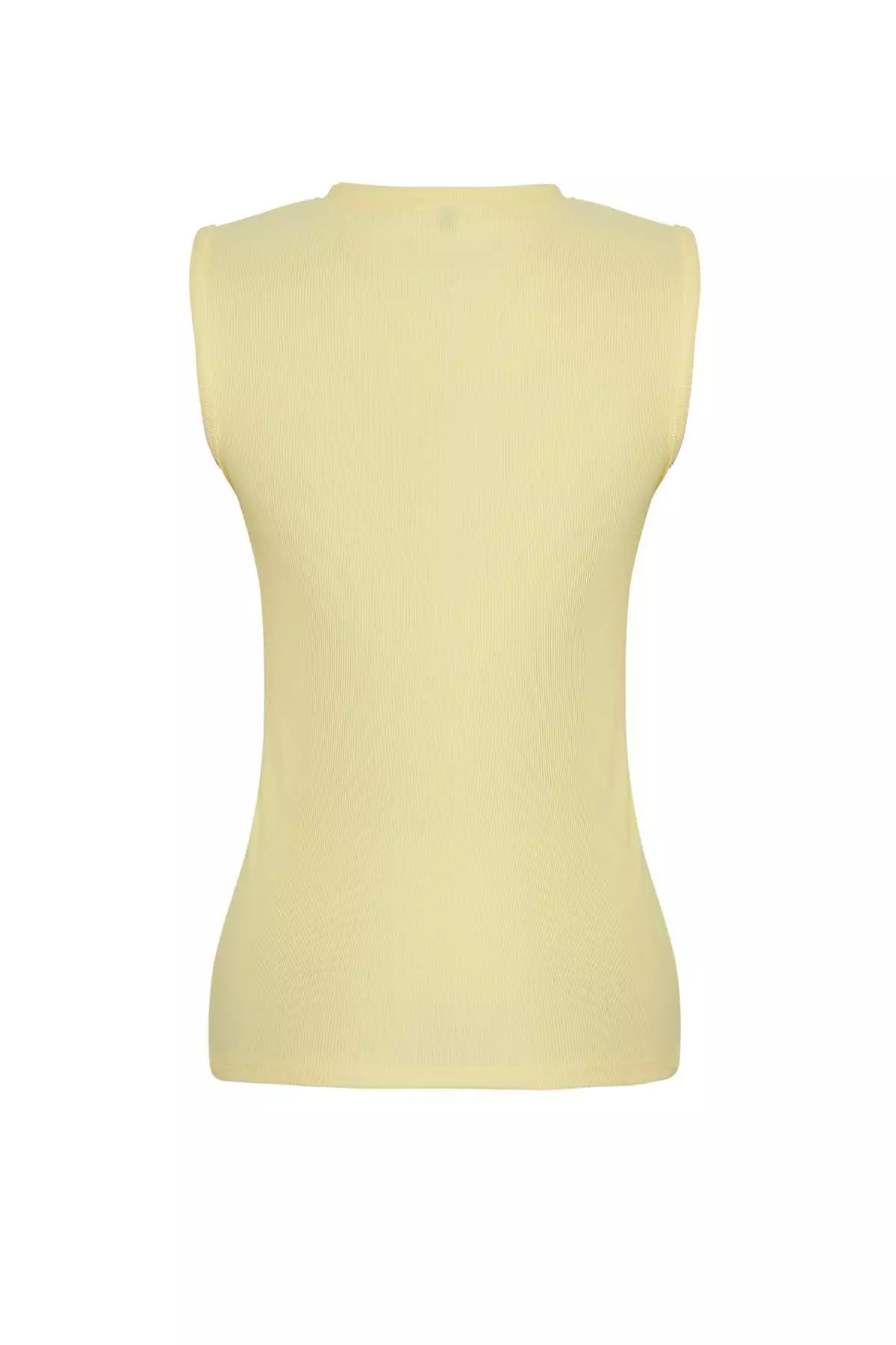 Yellow Accessory Buttoned Crew Neck Regular Length Vest Knitted Blouse