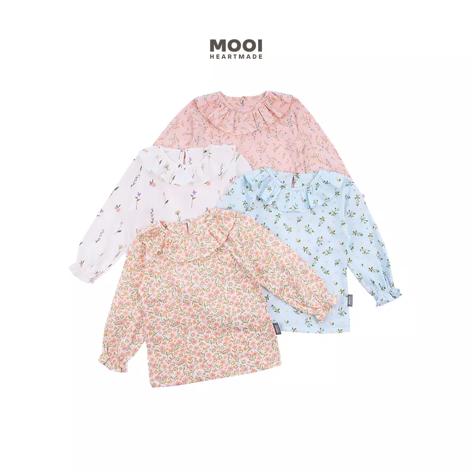 Mooi Atasan Anak Perempuan Erica Ruffle Top - Blue Powder