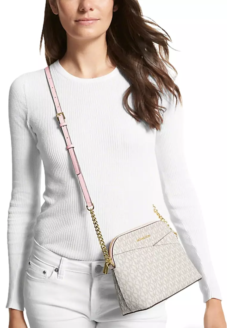 女士斜挎包香草色配粉色35F1GTVC6B