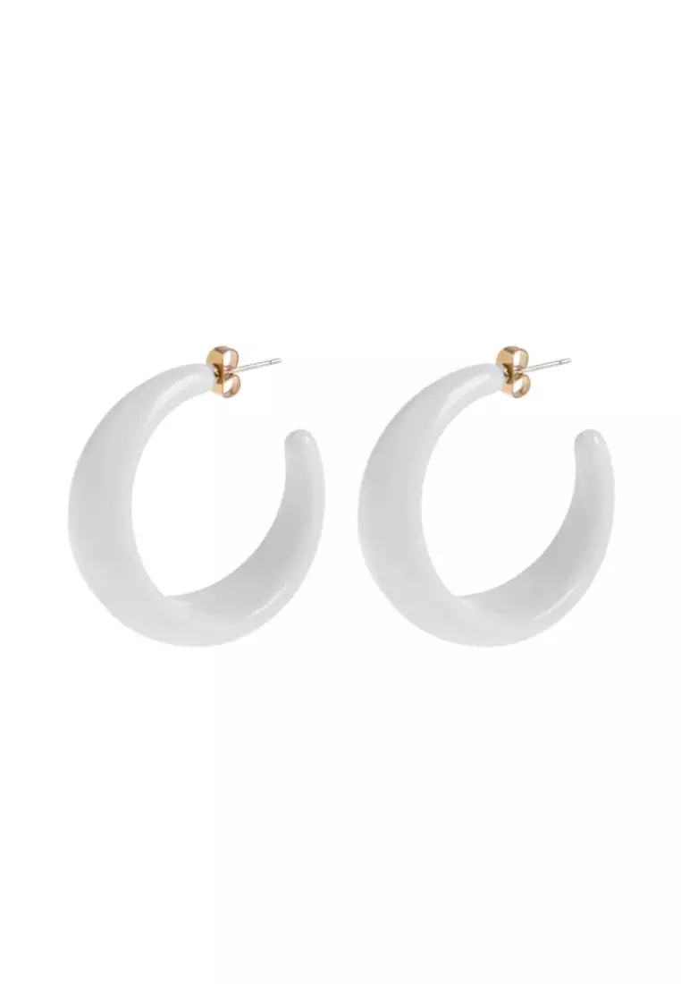 White plastic hoop deals earrings