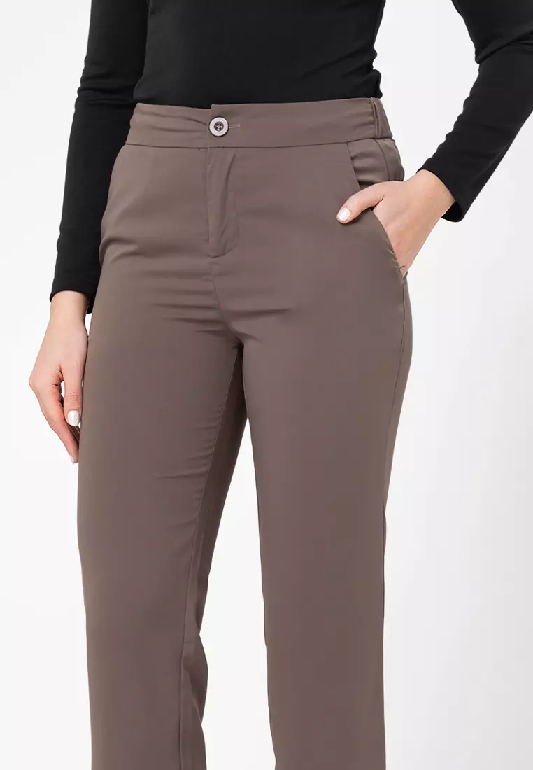 Marjorie Straight Cut Slacks With Elastic Waistband