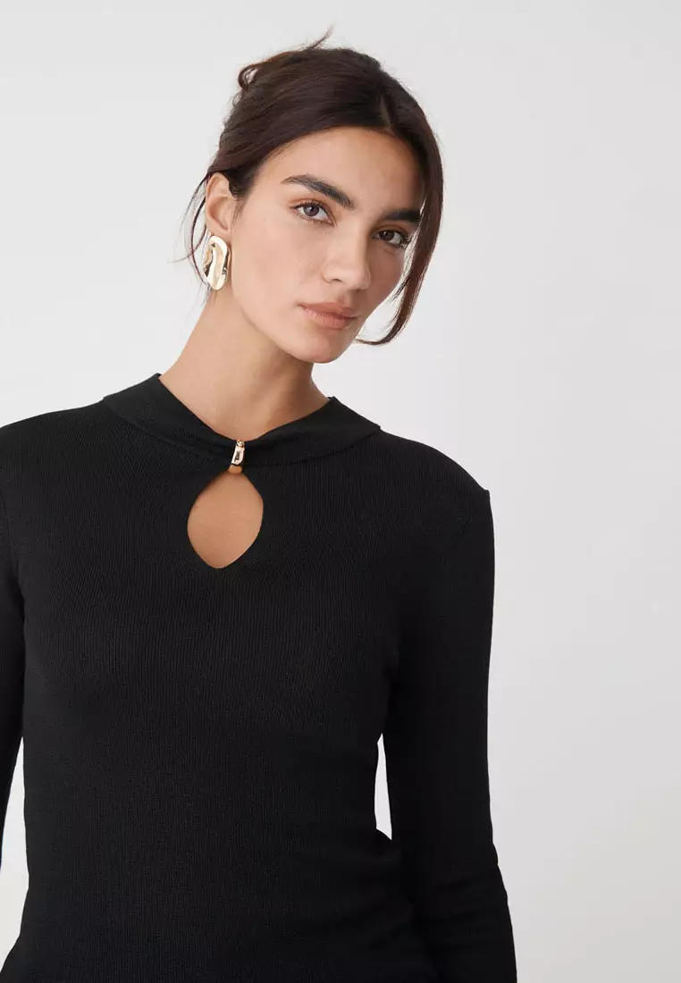 Ciara Keyhole Lurex Knit Top