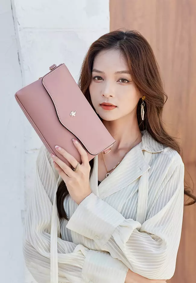 Faux Leather Sling Bag / Crossbody Bag - Pink