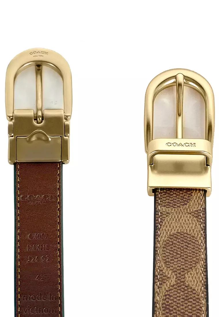 Harness Buckle Cut To Size Reversible Belt, 25 Mm in Tan/ Brown CX057