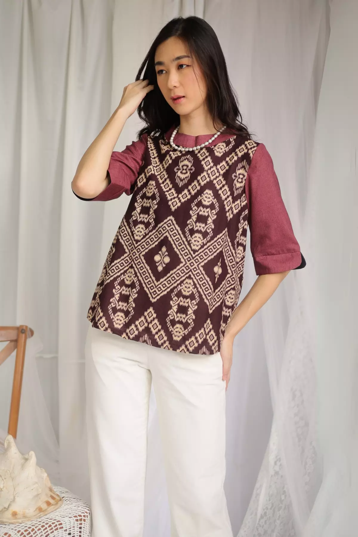 Audree Terracotta Ikat Blouse