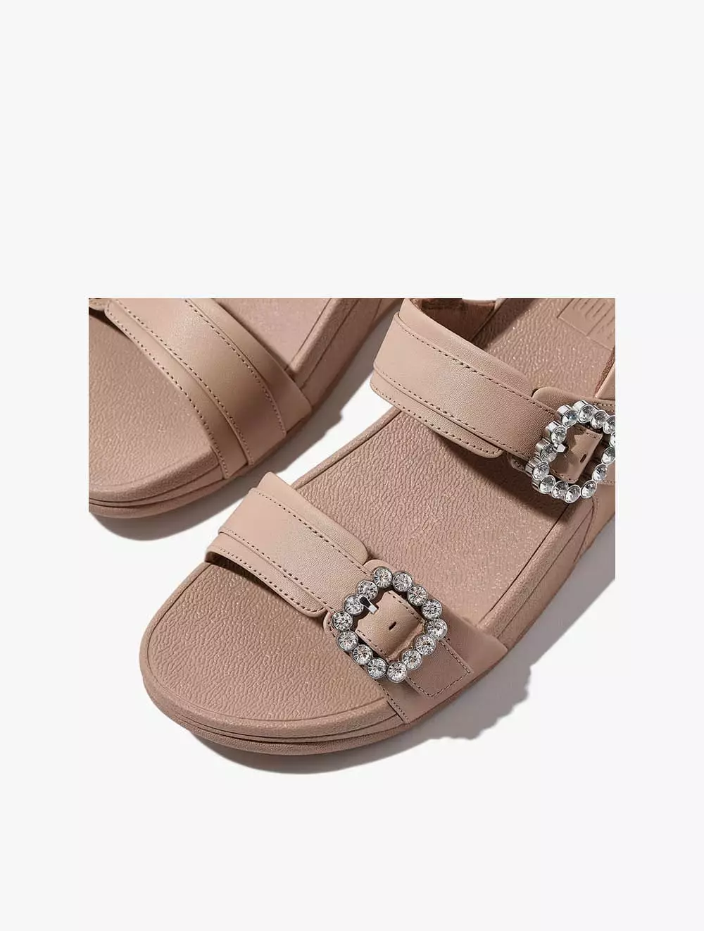 Fitflop Lulu Crystal-Buckle Leather Back-Strap Sandals - Classic Beige