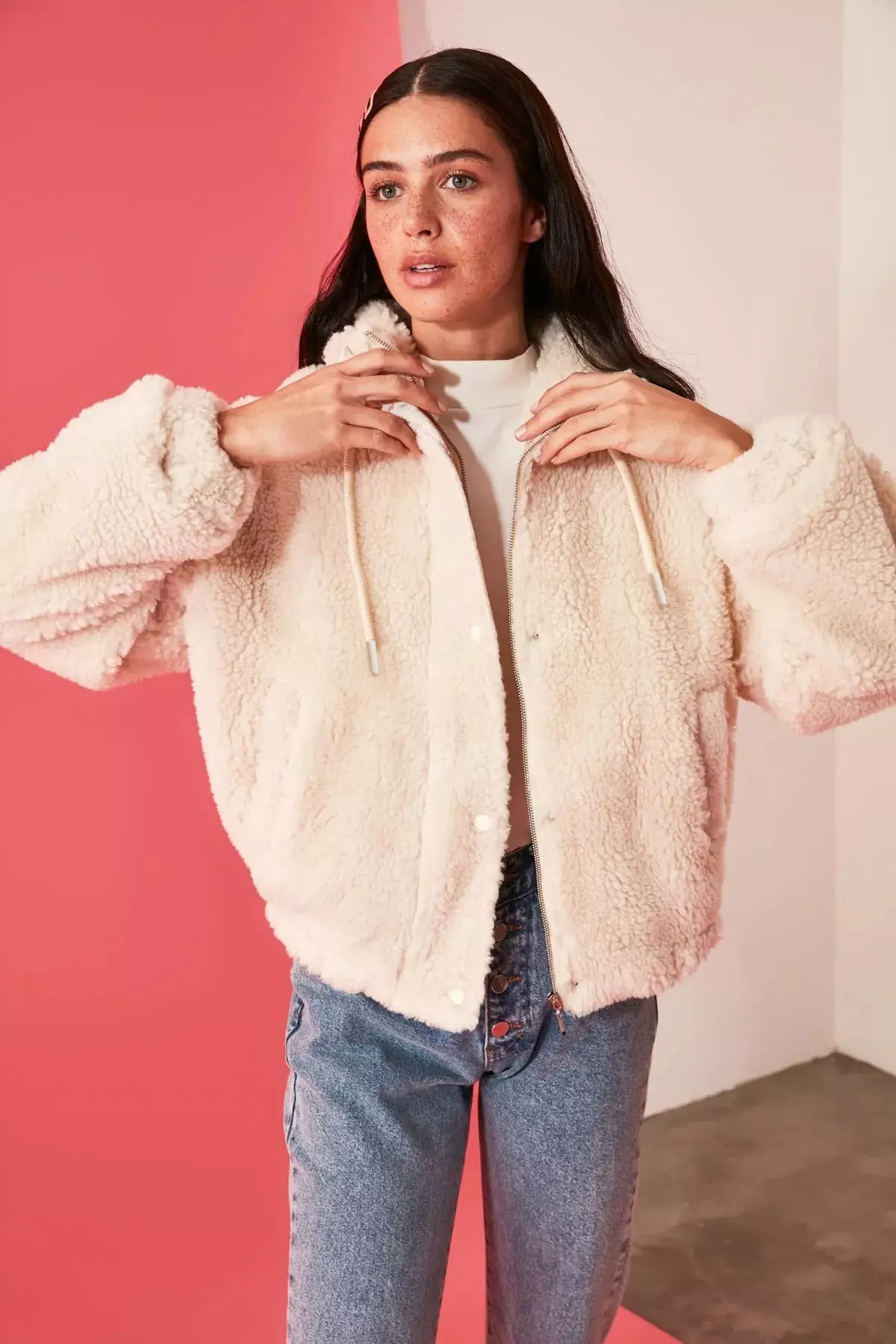 Zipper Oversize Plush Jacket