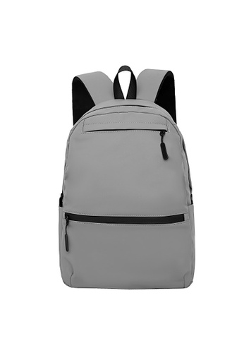 Lara grey Men's Plain Water-proof Wear-resistant Nylon Zipper Backpack - Grey 9A1FAAC874D5C9GS_1