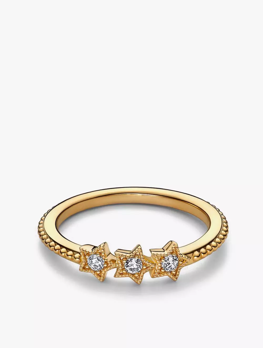 Stars 14k gold-plated ring with clear cubic zirconia