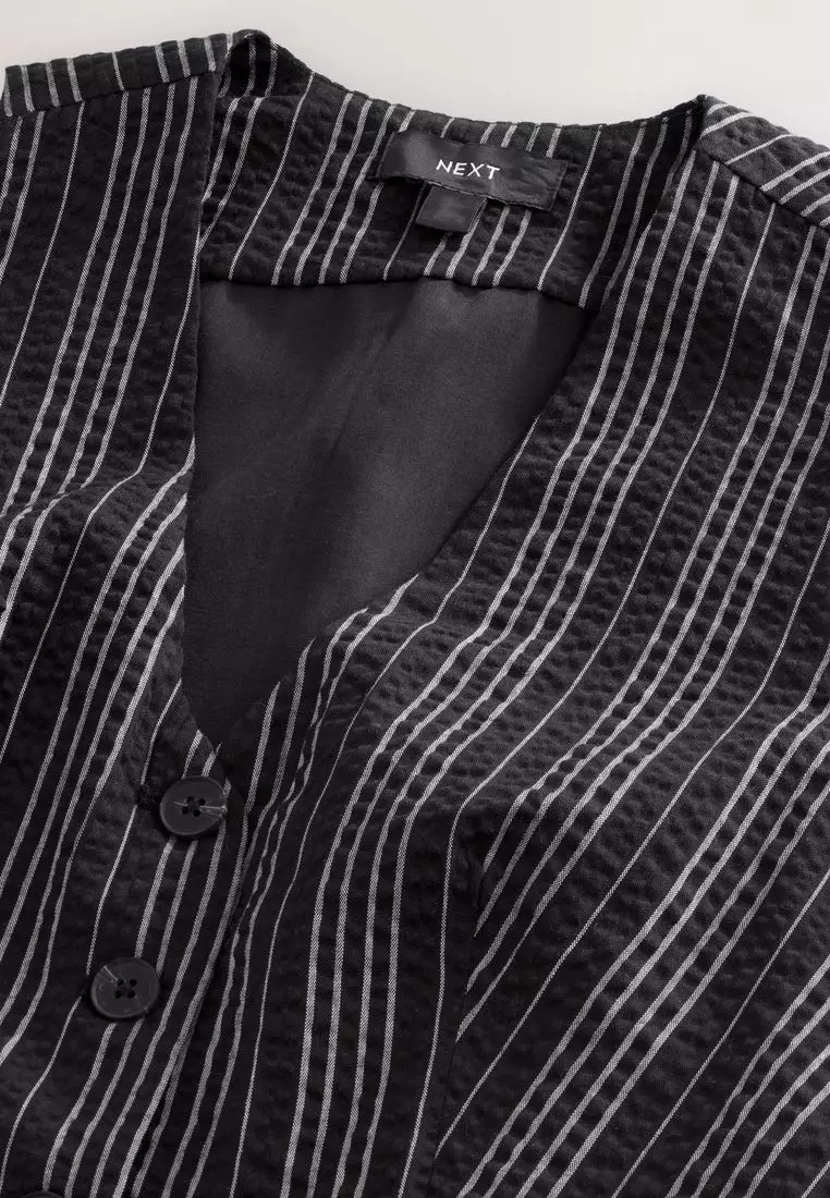 Striped Textured Waistcoat