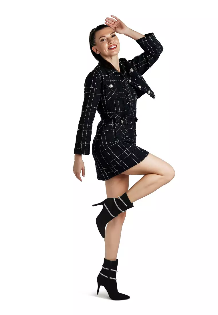 Woven Button-Down Jacket + Mini Dress Combo In Navy