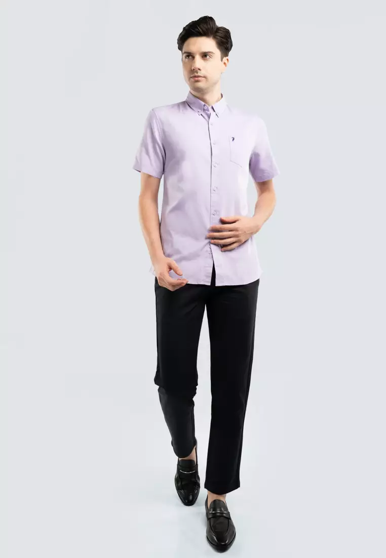Polo Haus - Men’s Cotton Mix Regular Fit Flat Front Cotton Pant