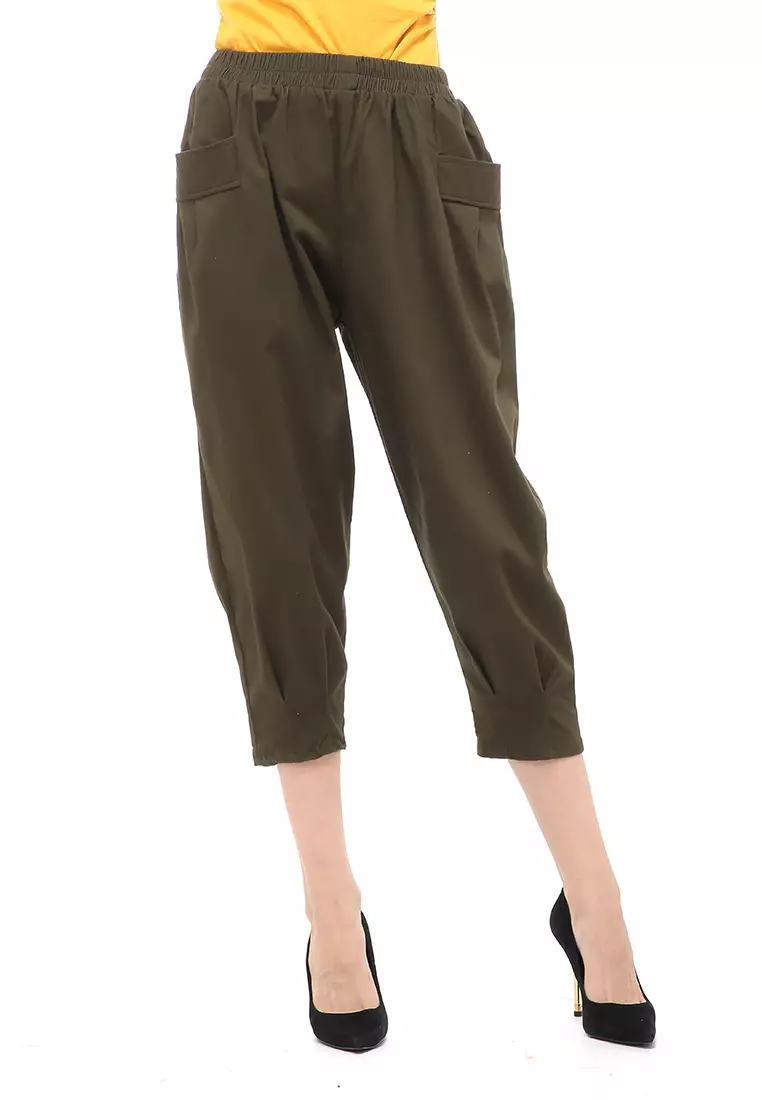 Radcliff Celana Panjang Ruberry Waist Bawahan Wanita Model Jogger Casual - Army