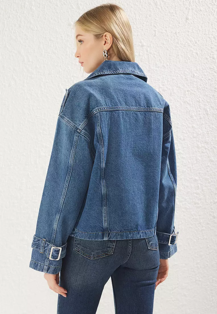 Belt Buckle Oversize Denim Jacket