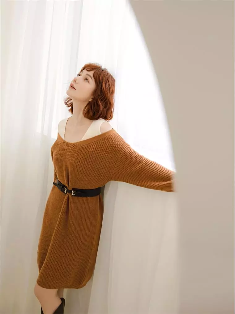 Knitted Jumper Dress In Brown, Pieces