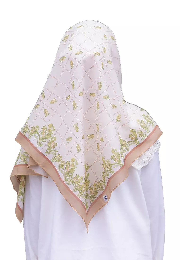 Meadow Printed Cotton Voile Square in Spring Yellow