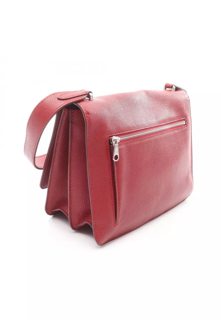 Pre-Loved Burberry TB logo Shoulder bag leather Red