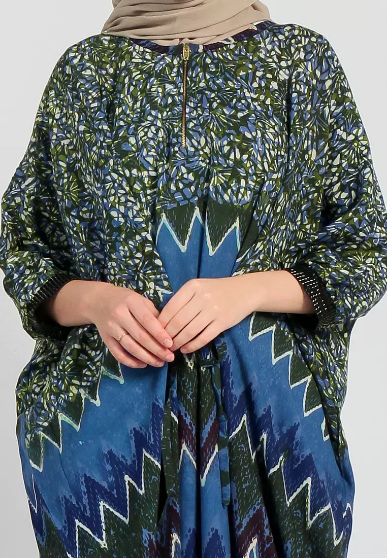 Kaftan Batik Tulis Zigzag Green