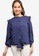 Lubna navy Bishop Sleeve Top Made From TENCEL 9B4ECAACC5D5EBGS_1