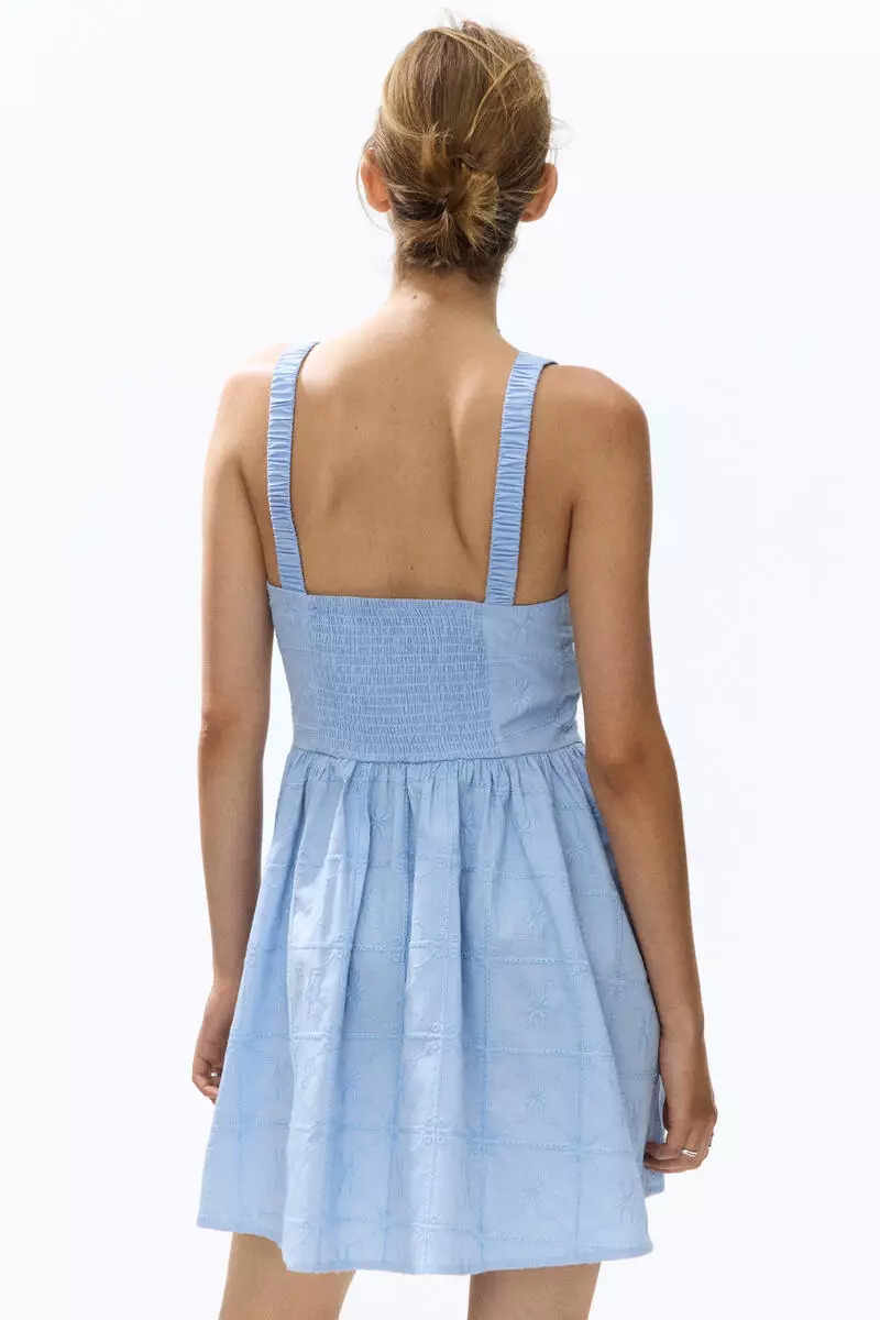 Embroidered flared-skirt dress
