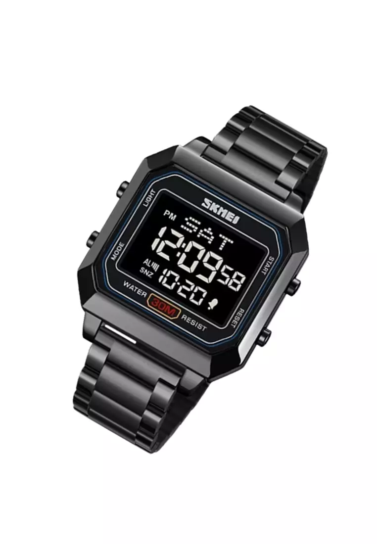 Jam Tangan Digital Pria Alarm Material Stainless Steel GB49 Waterproof ORIGINAL