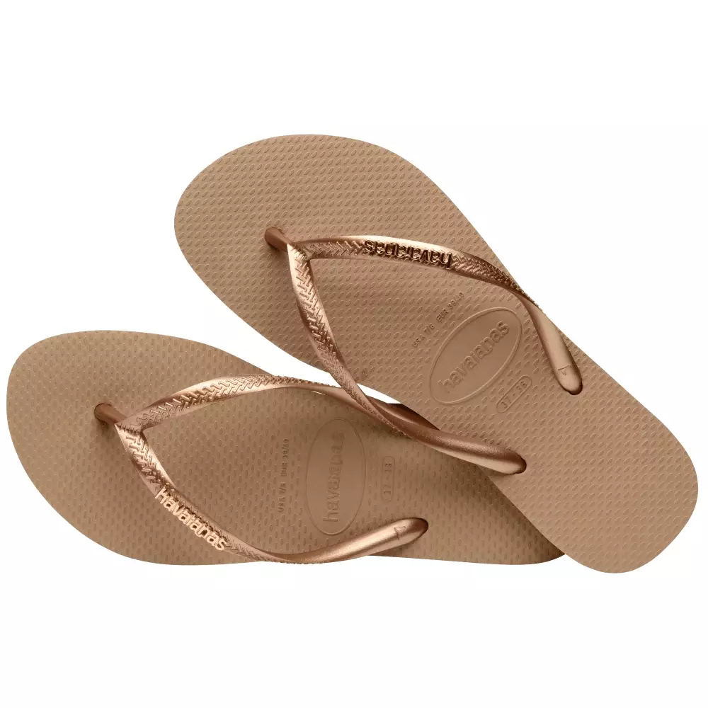 Havaianas 3581 Slim Logo Metallic - Rose Gold - Sandal Wanita