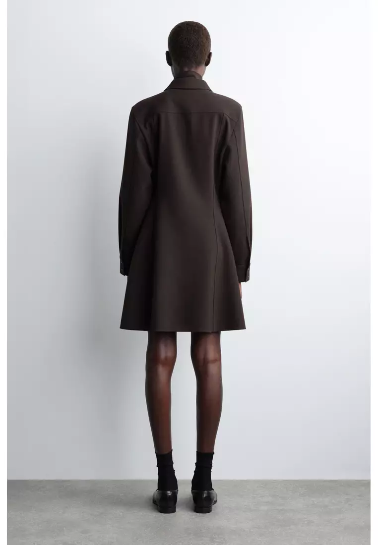 LONG-SLEEVED MINI SHIRT DRESS