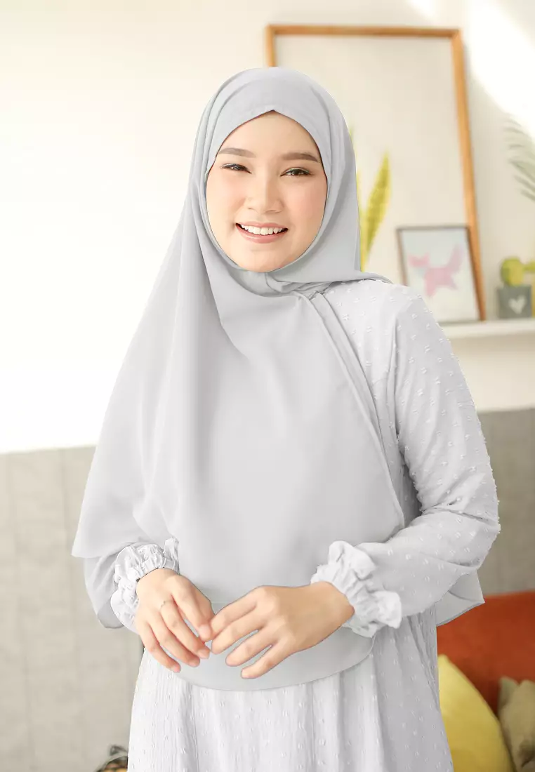 Anya Instan | Hijab Instan Resleting | Bergo Khimar Kerudung 2 Layer  - Winter White