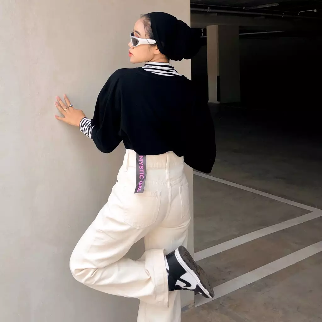 Highwaist Baggy Ripped Jeans Khaki 506 MYSTIC GAL