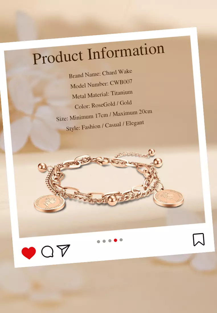 Gelang Wanita Gelang Korea Titanium Anti Pudar Vintage Fashion Style Gelang Cewek Original rose