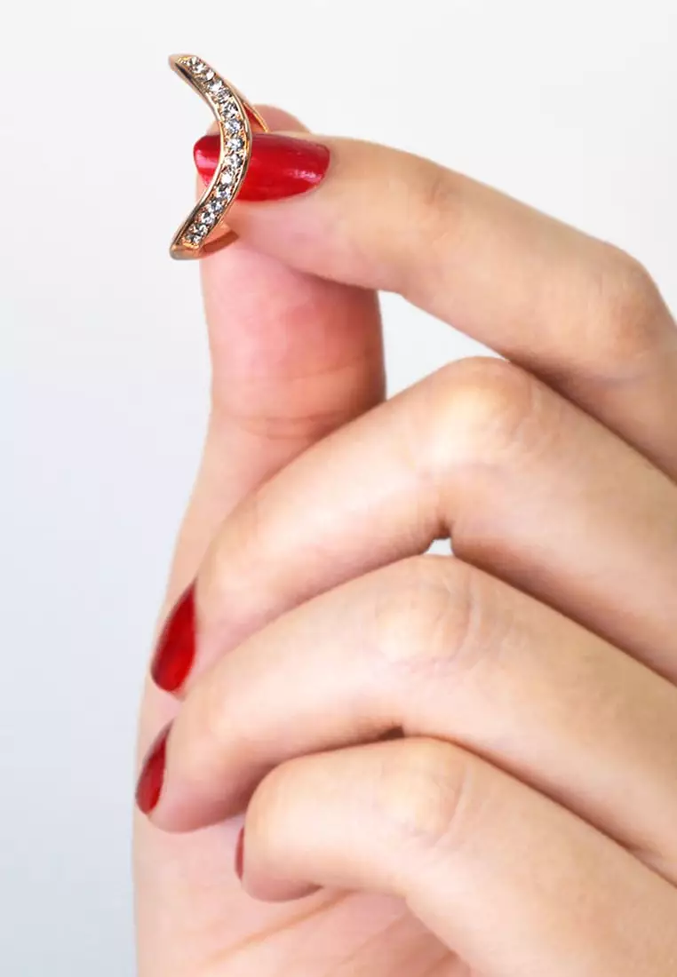 Contortion Ring in Rose Gold Embellished with Swarovski crystals