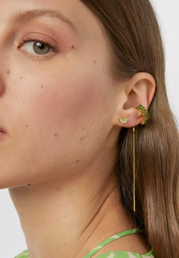 Tous TOUS Straight Earcuff Silver vermeil Earrings with Chrome Diopside  2024 | Buy Tous Online | ZALORA Hong Kong