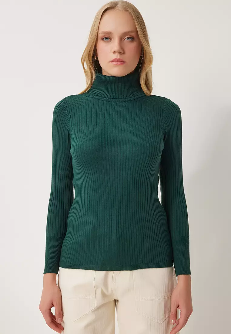 Turtleneck Ribbed Lycra Sweater