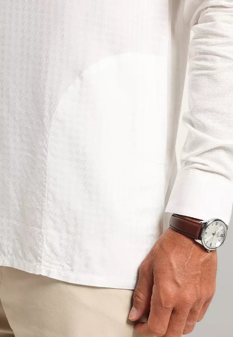 MOC Kemeja Shanghai Lengan Panjang Pria Alif - White