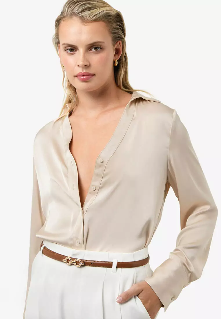 Lila V-Neck Satin Blouse