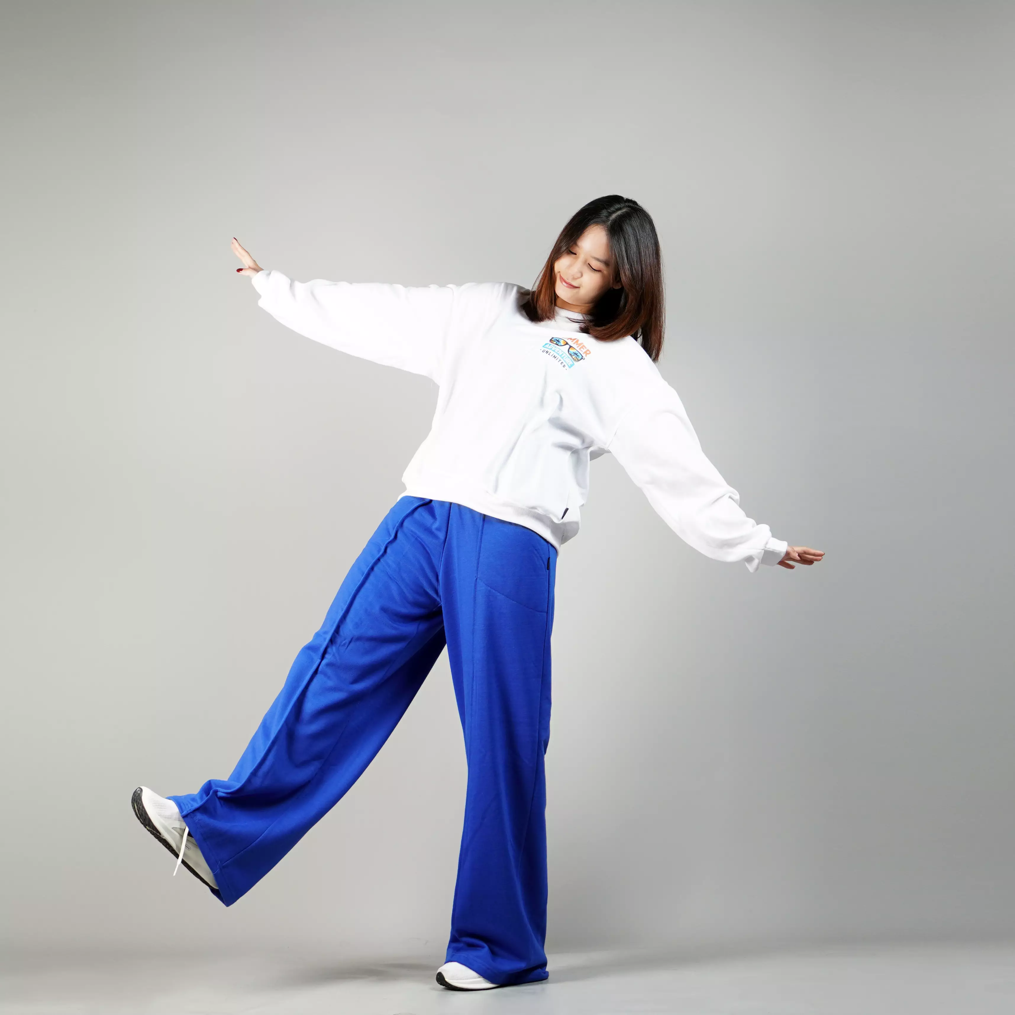 JENNIE Loose Pants Wanita Celana Loose Fit Sweatpants - BIRU