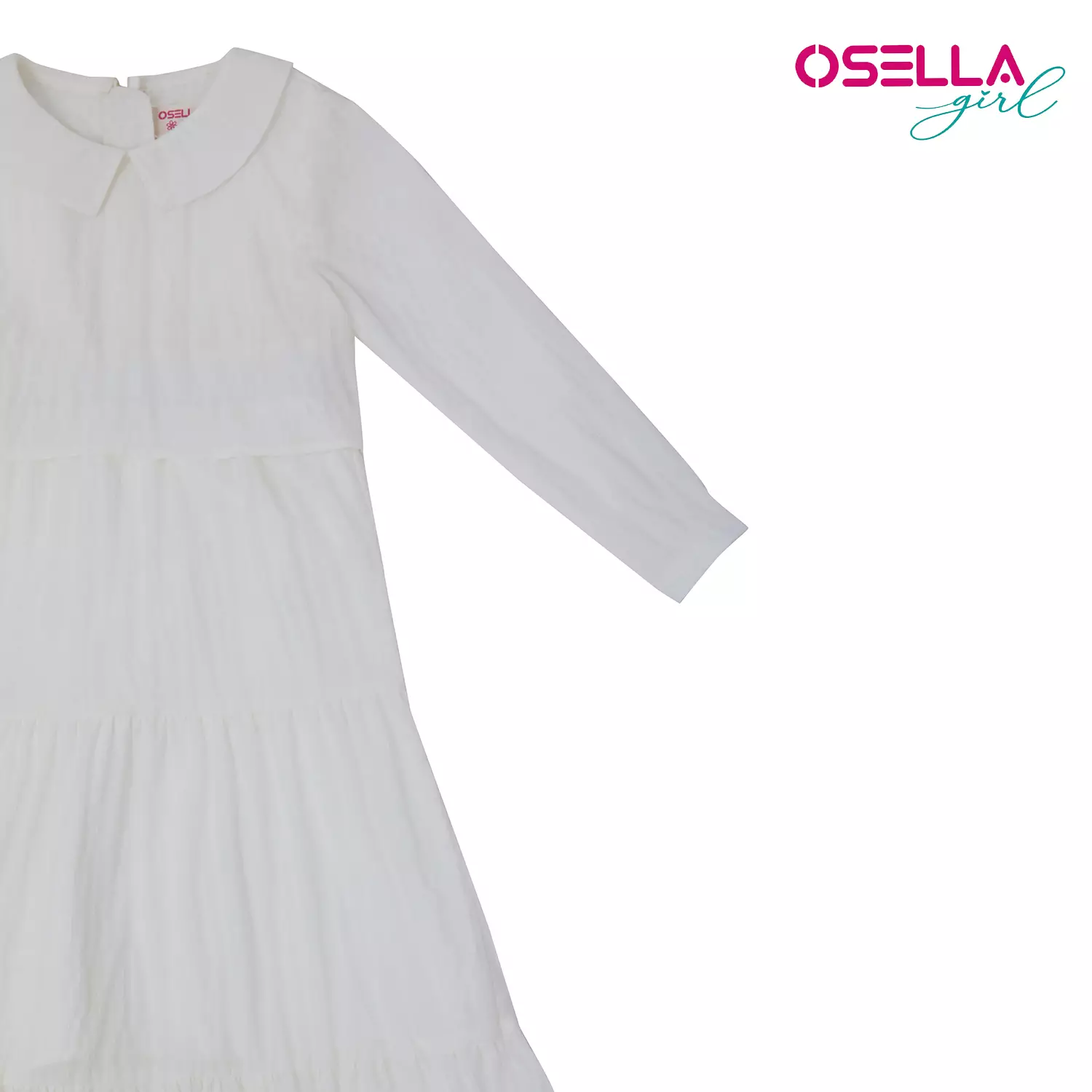 [NEW] OSELLA SOLID MAXI DRESS WITH LAYERING TOP IN WHITE FANCY FABRIC 2357500701 | Dress Anak Perempuan