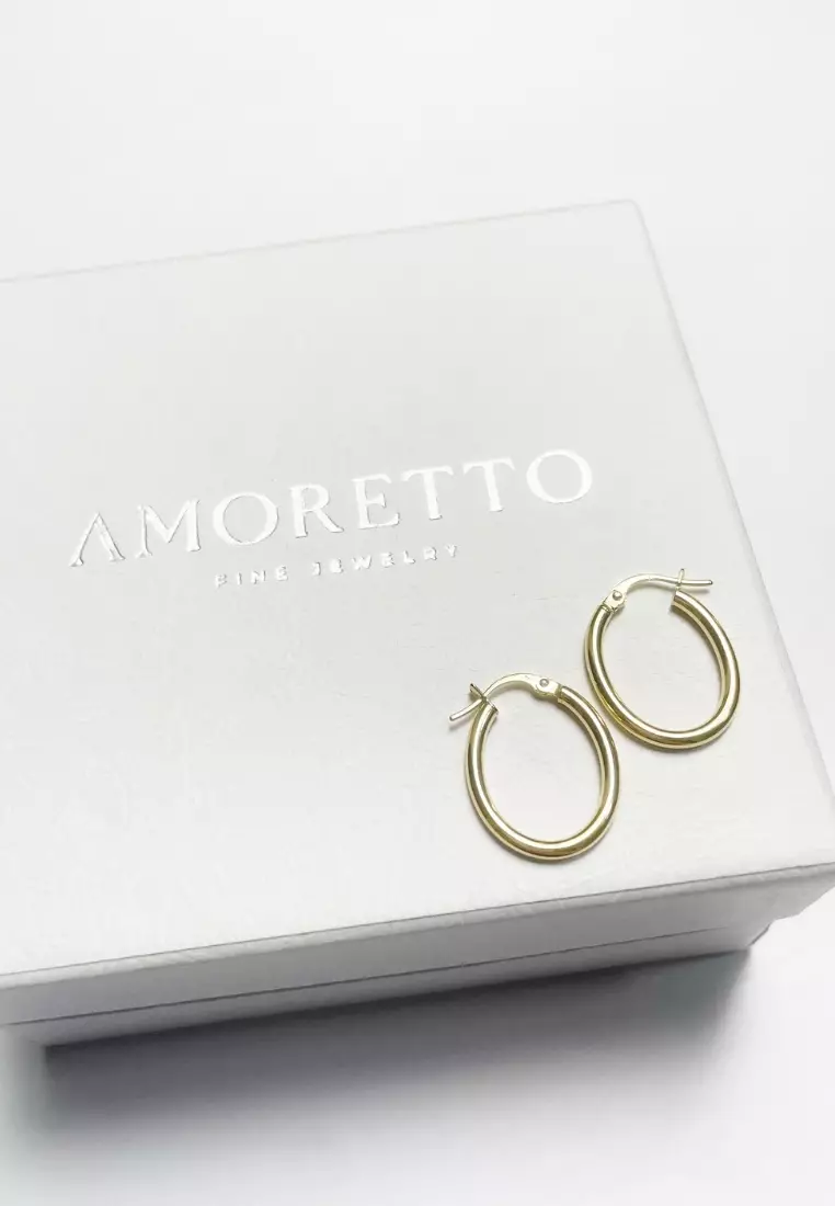 Diverso 18K Gold Oval Hoop Earrings in Medium
