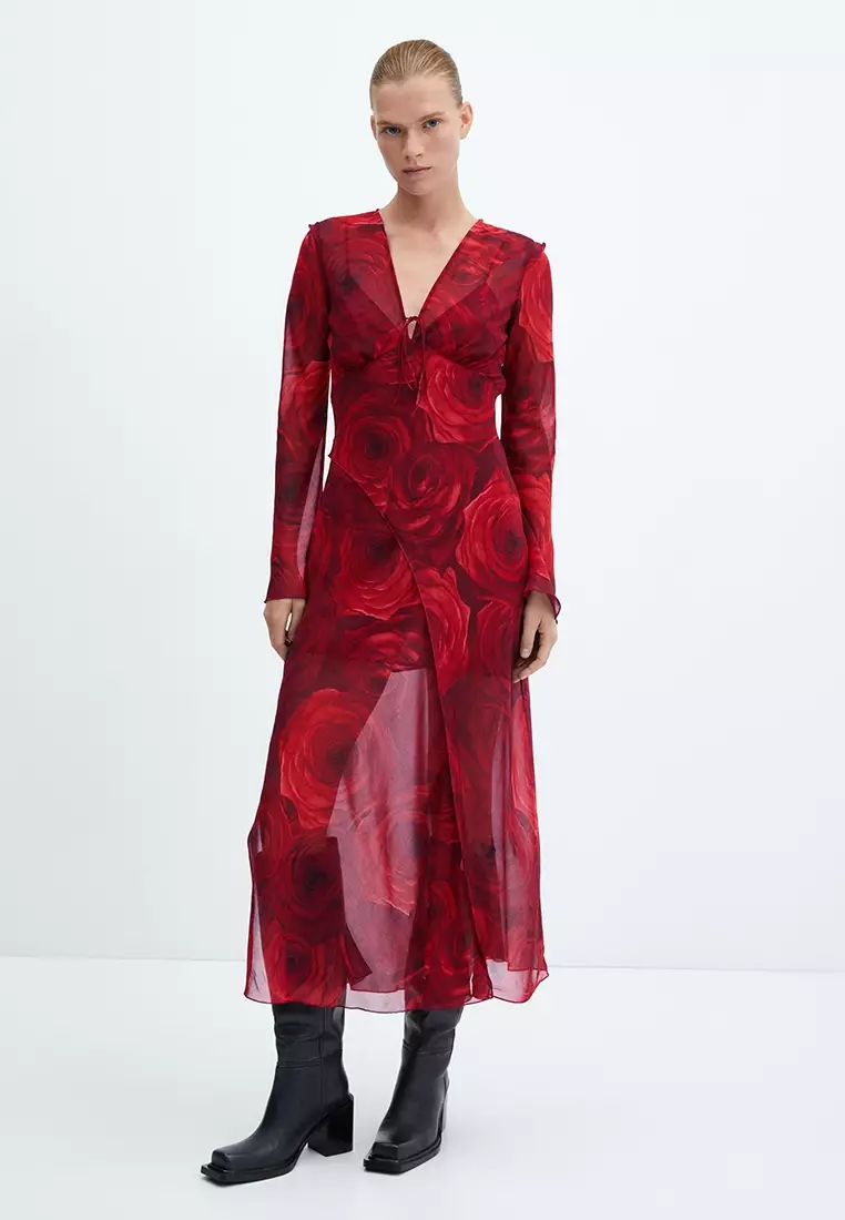 Mango red maxi outlet dress